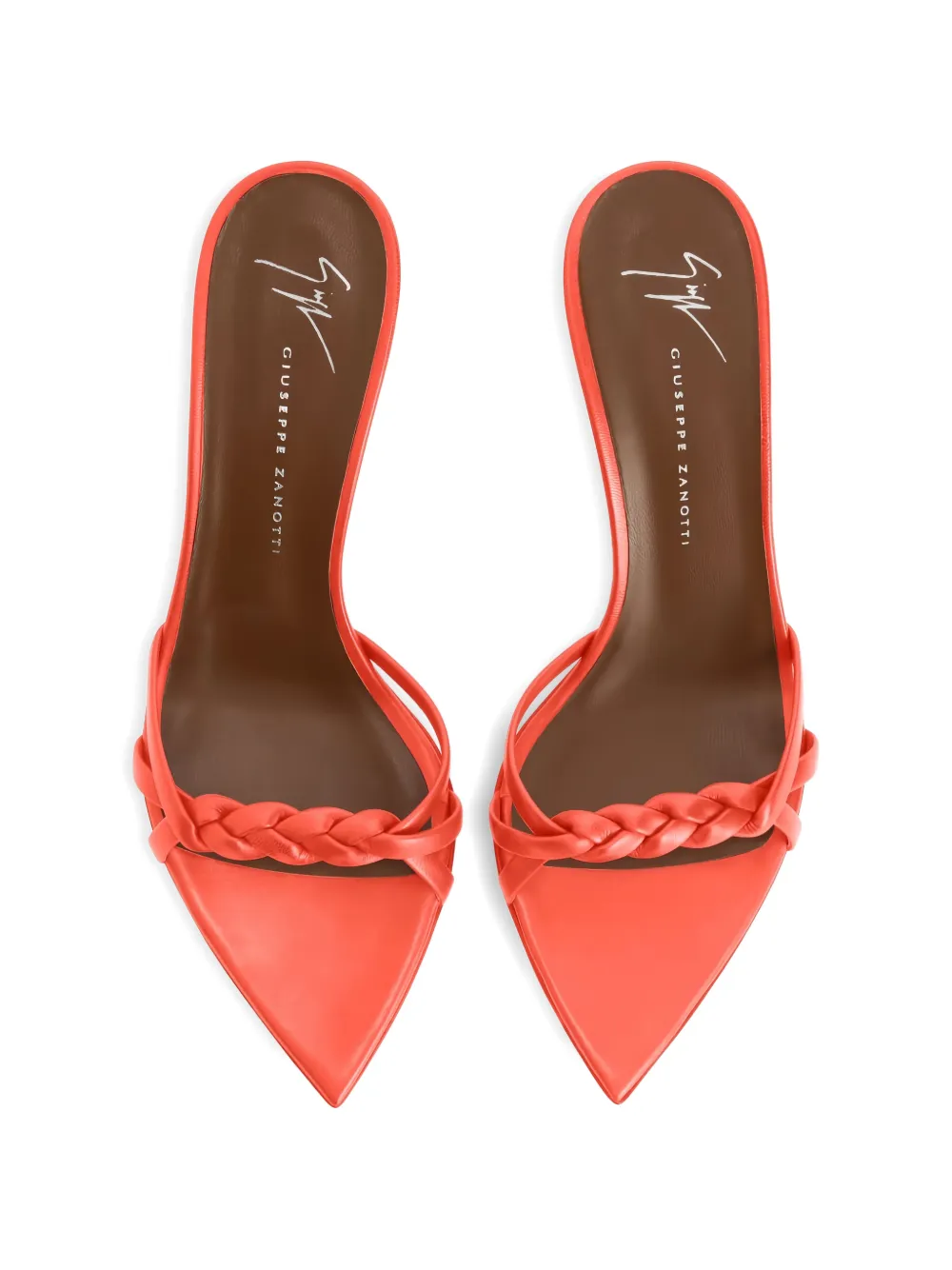 Giuseppe Zanotti 70mm Intrigo Braid mules Oranje