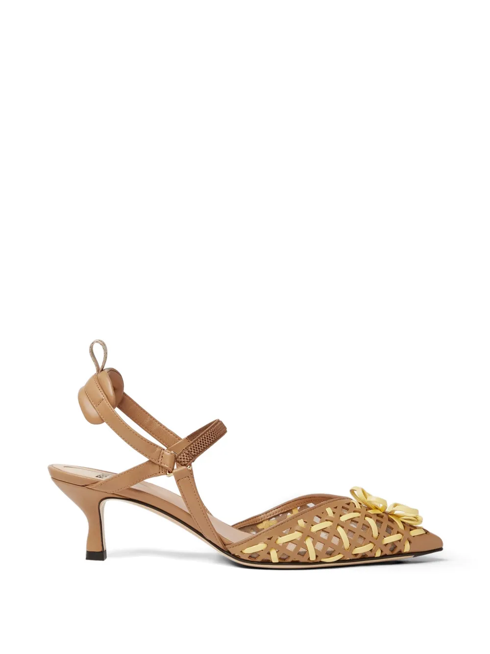FENDI Colibri interwoven flower pumps - Marrone