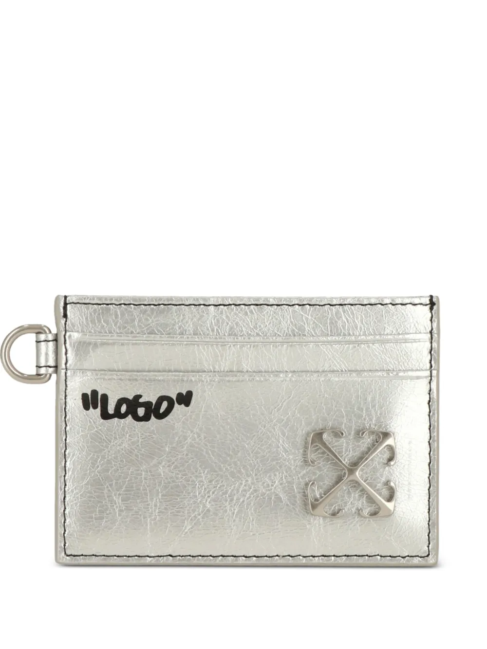 Off-White logo detail card holder - Silber
