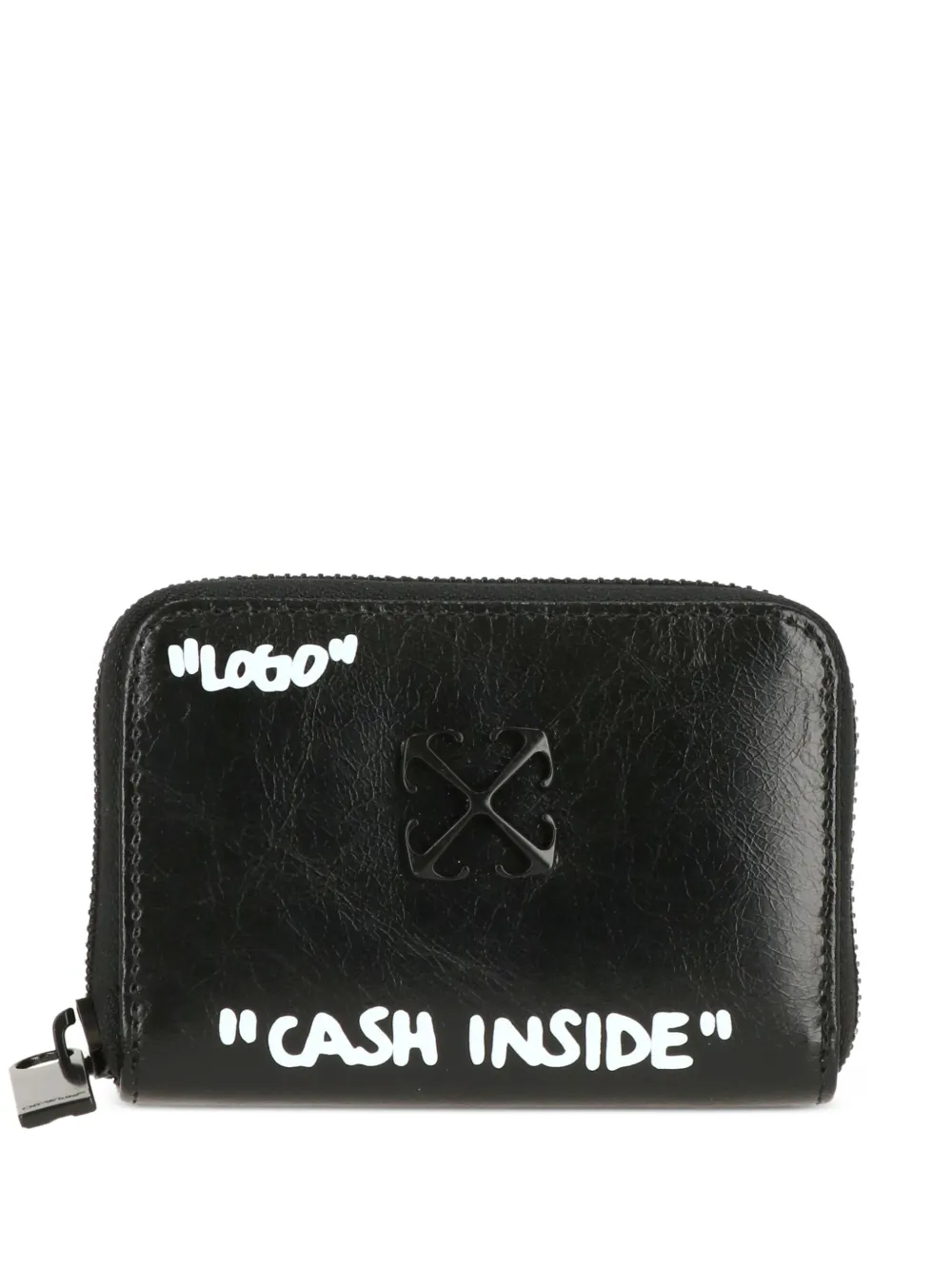 Off-White logo-plaque quote-print wallet - Nero