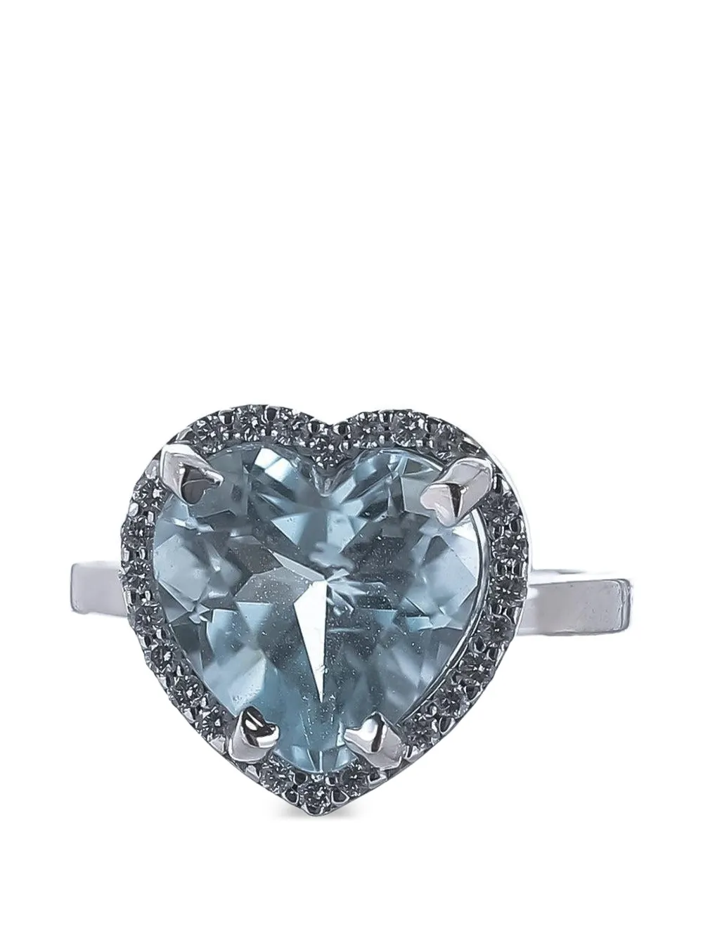 Lisa Nik Lisa aquamarine diamond heart ring - Argento