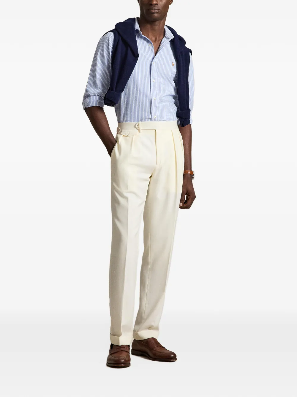 Polo Ralph Lauren Custom Fit striped Oxford shirt Blauw