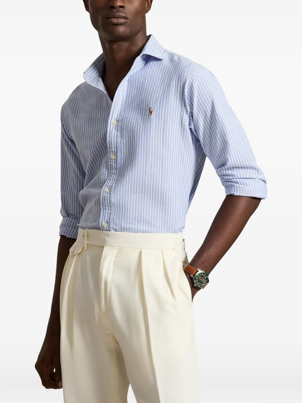 Polo Ralph Lauren Custom Fit striped Oxford shirt Blauw