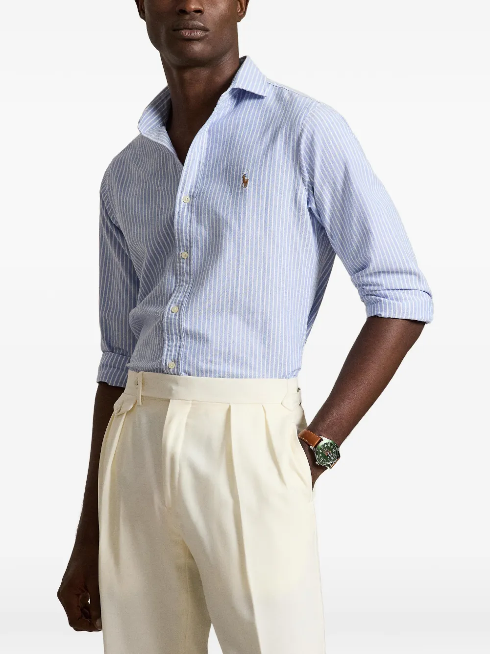 Polo Ralph Lauren Custom Fit striped Oxford shirt Blauw