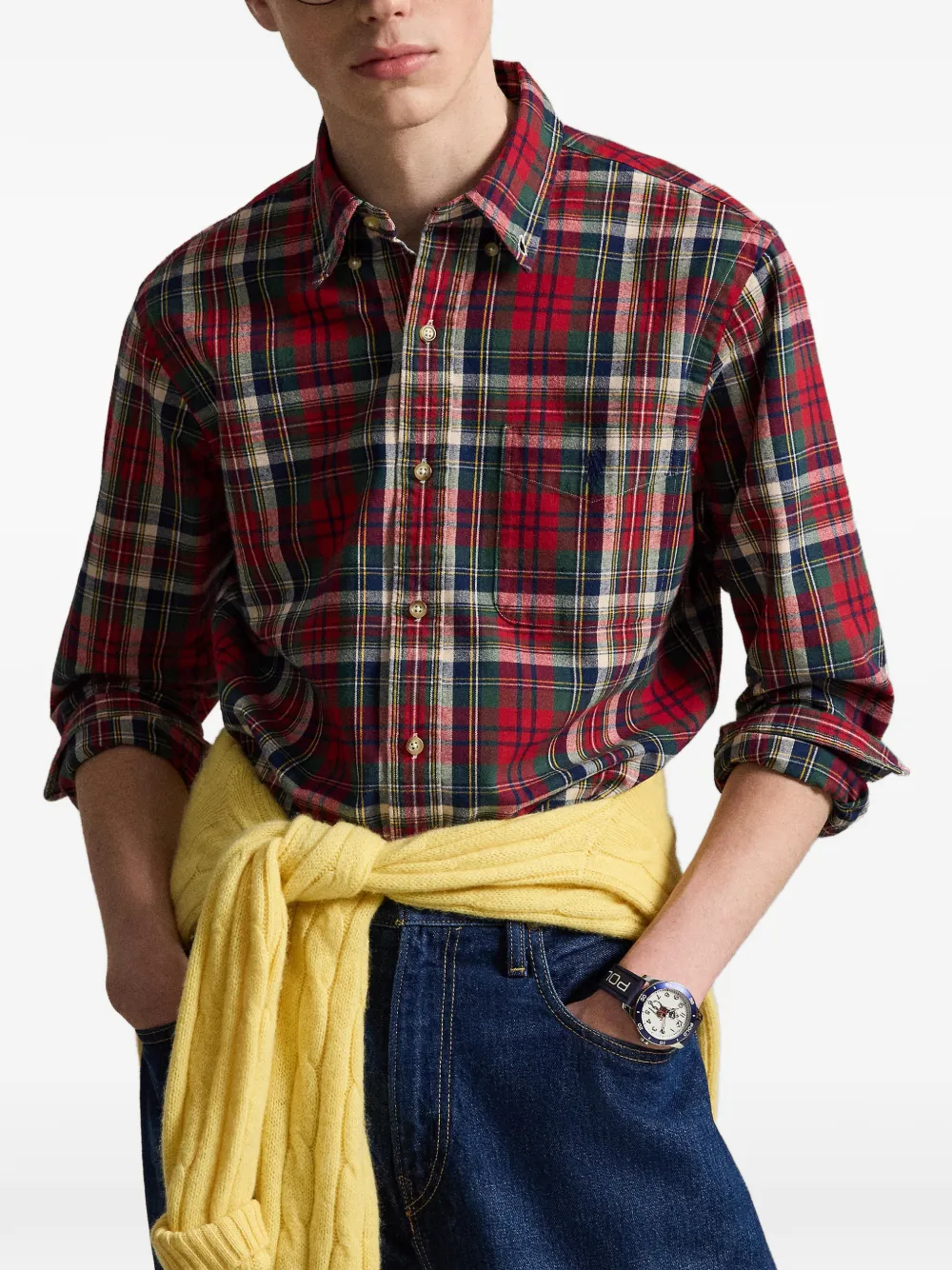 Polo Ralph Lauren Custom-Fit geruit Oxford overhemd Rood