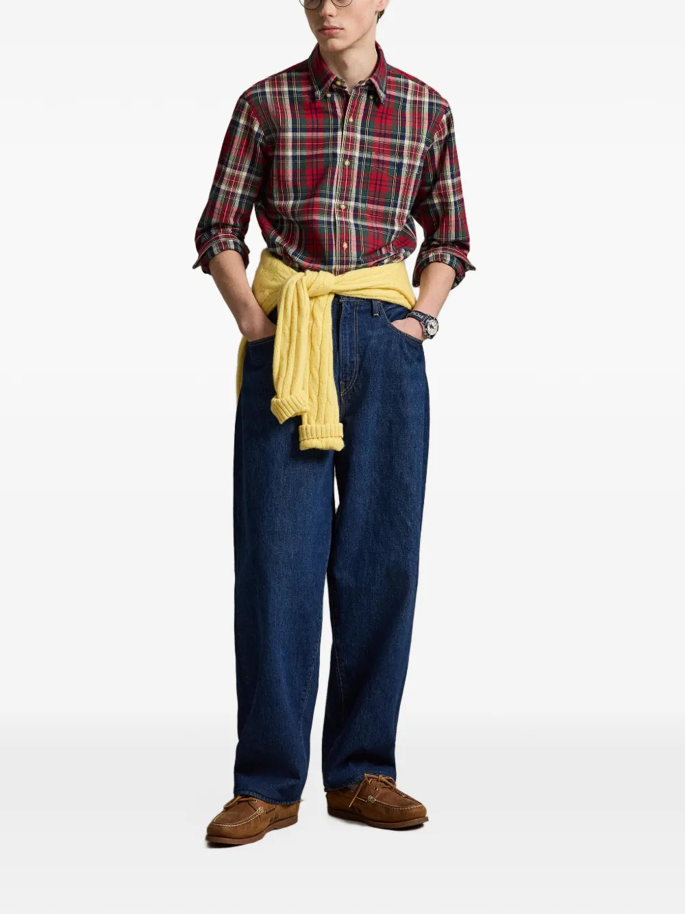Polo Ralph Lauren Custom-Fit geruit Oxford overhemd Rood