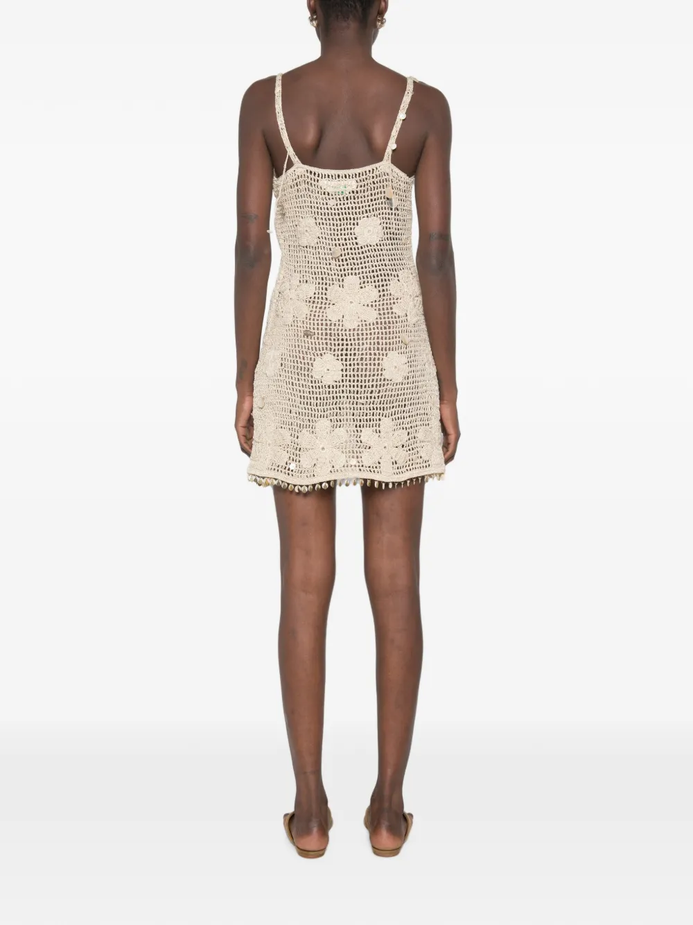 Asta Resort Delilah handgehaakte mini-jurk Beige