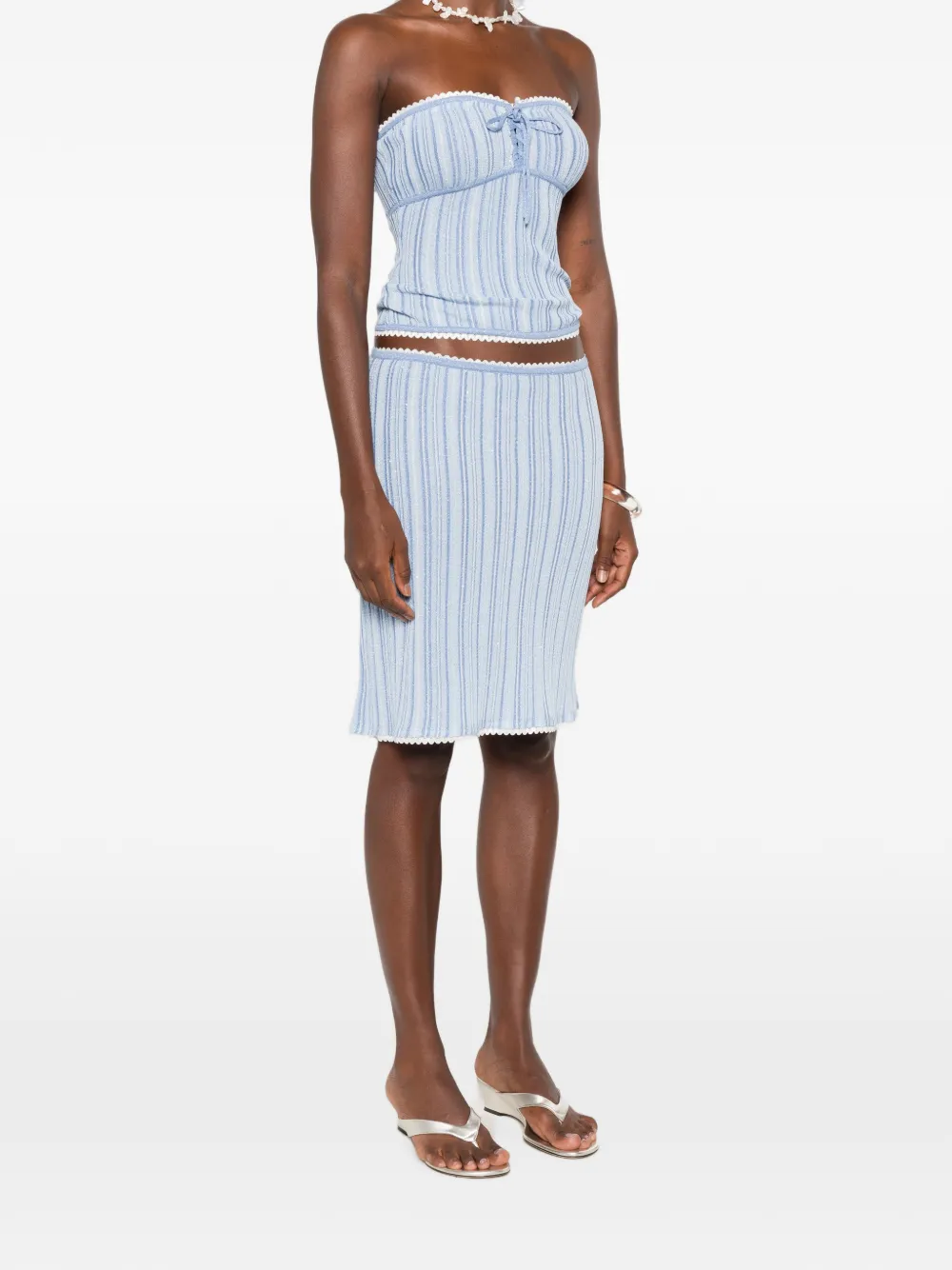 Asta Resort Cleo gestreepte midi-rok Blauw