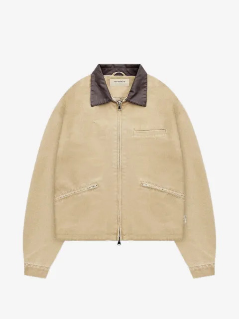 RETERNITY leather collar embroidered jacket
