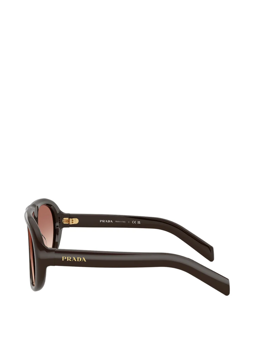 Prada Eyewear Zonnebril met piloten montuur en logo Bruin