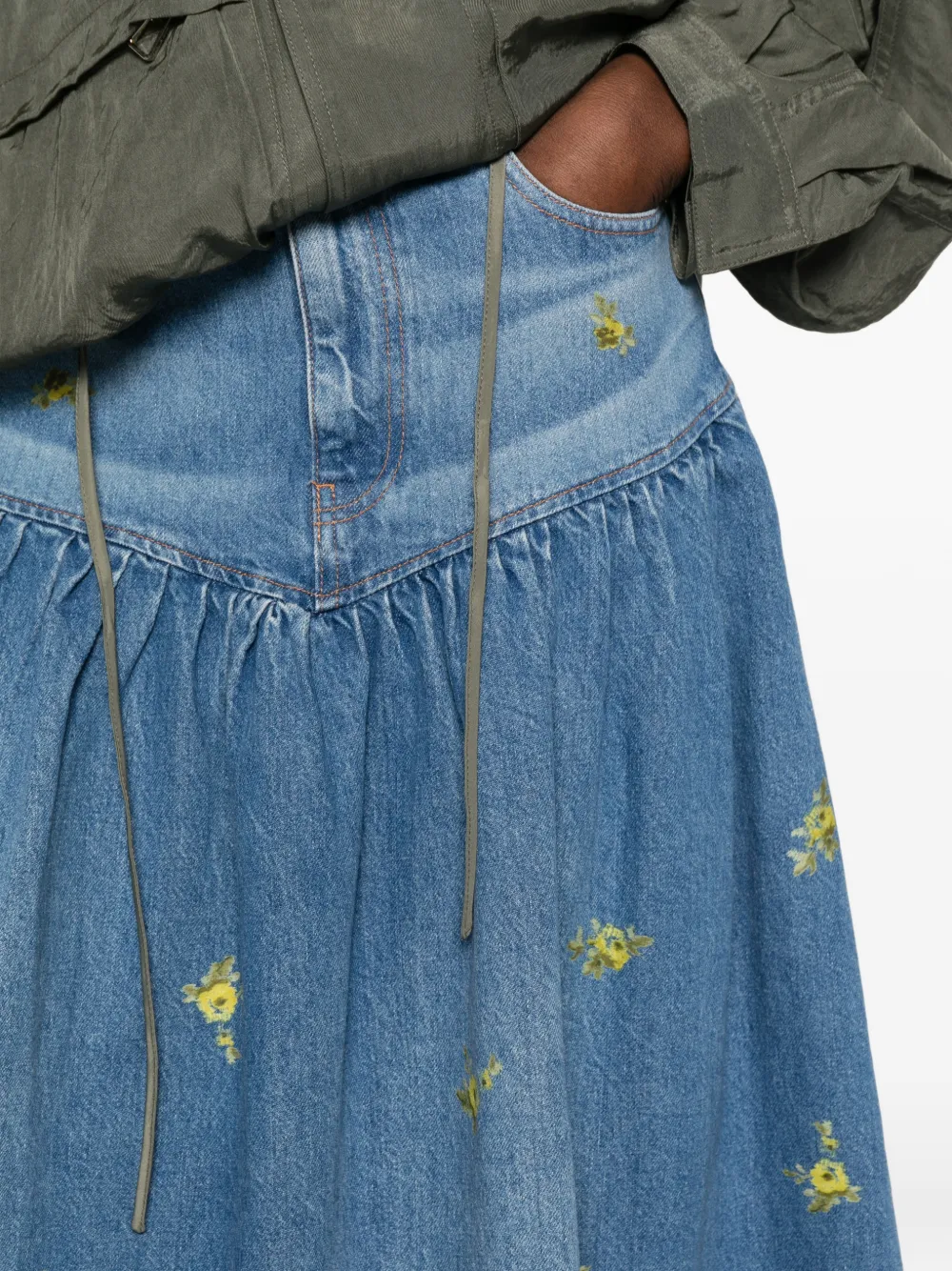GANNI Maxi-rok met bloemenprint Blauw