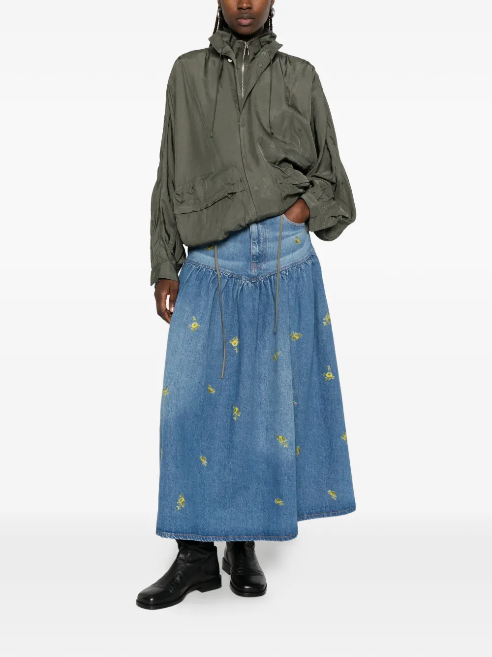 GANNI Maxi-rok met bloemenprint Blauw