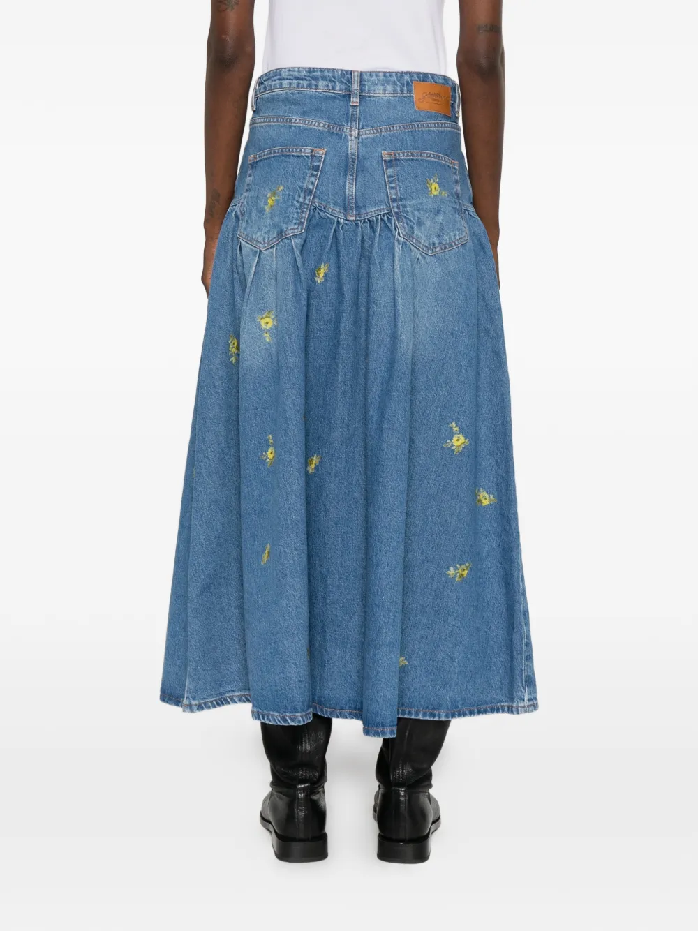 GANNI Maxi-rok met bloemenprint Blauw