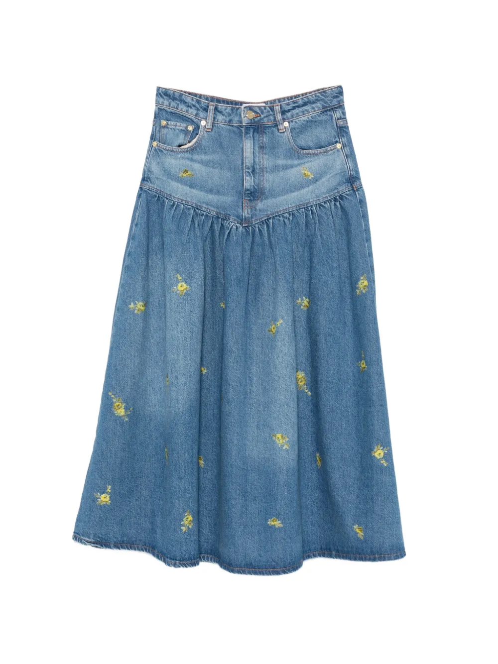 GANNI floral-print maxi skirt - Blu