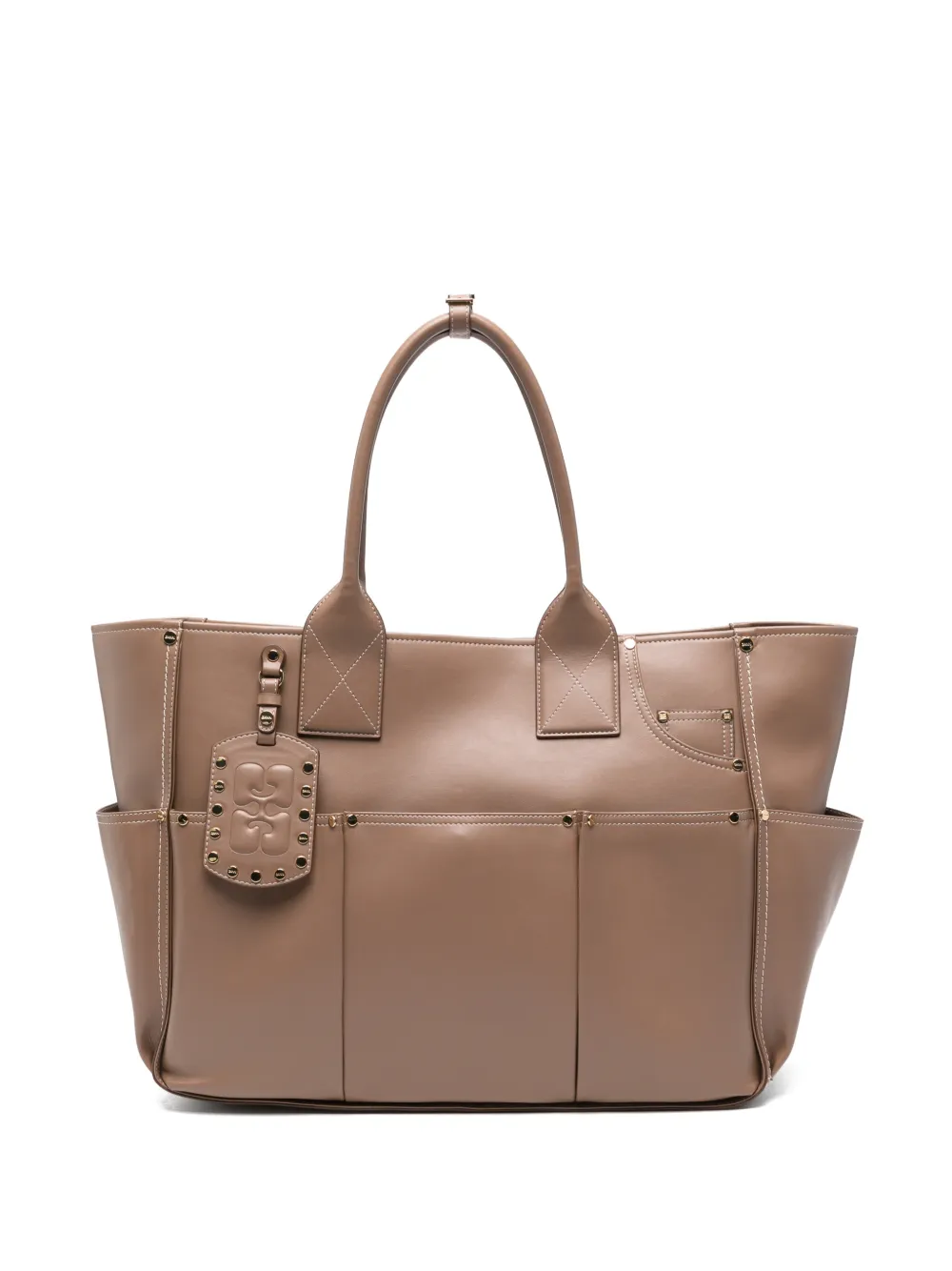 GANNI multi-pocket tote bag - Marrone