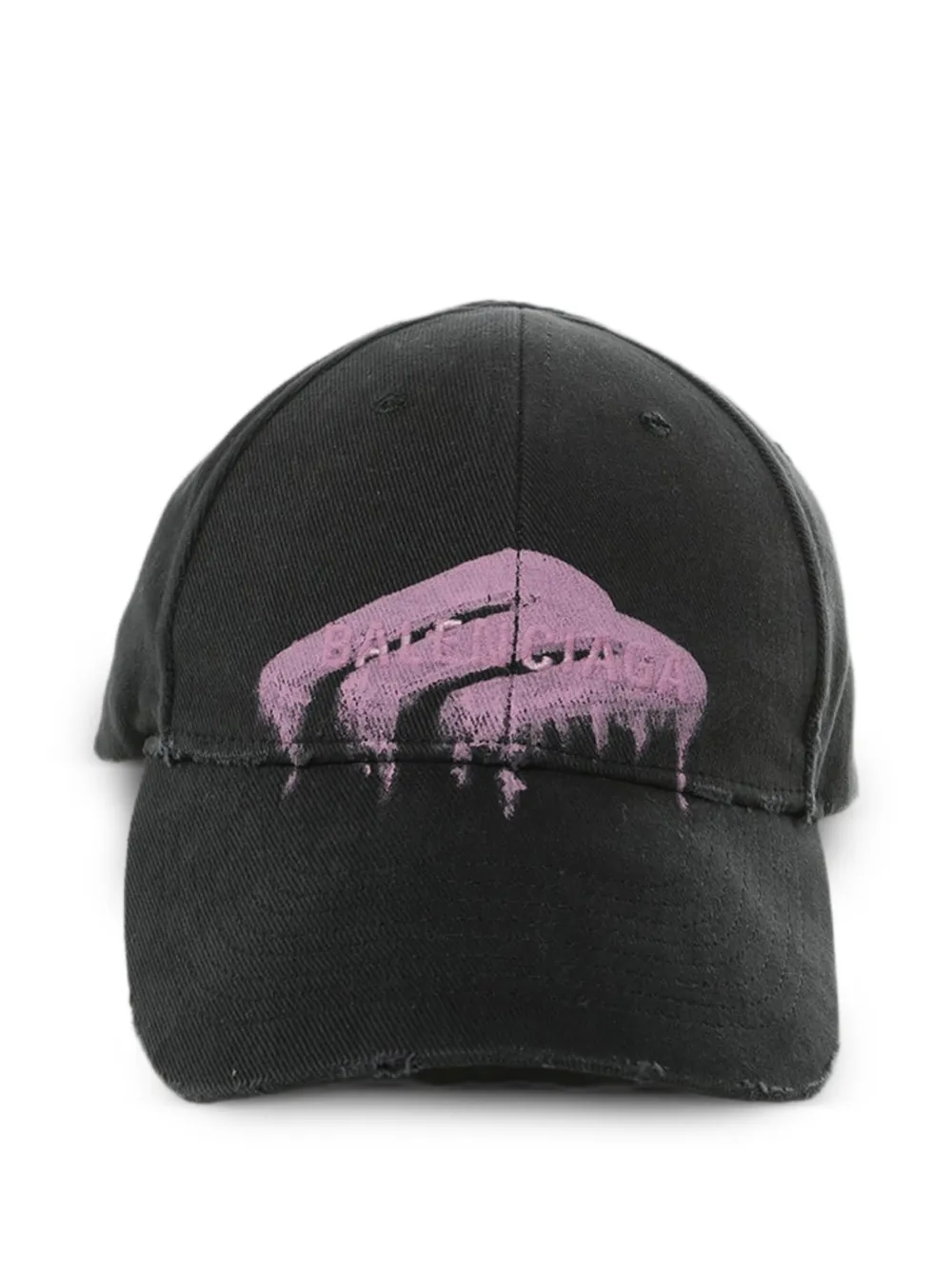 Balenciaga distressed logo-print cap - Nero