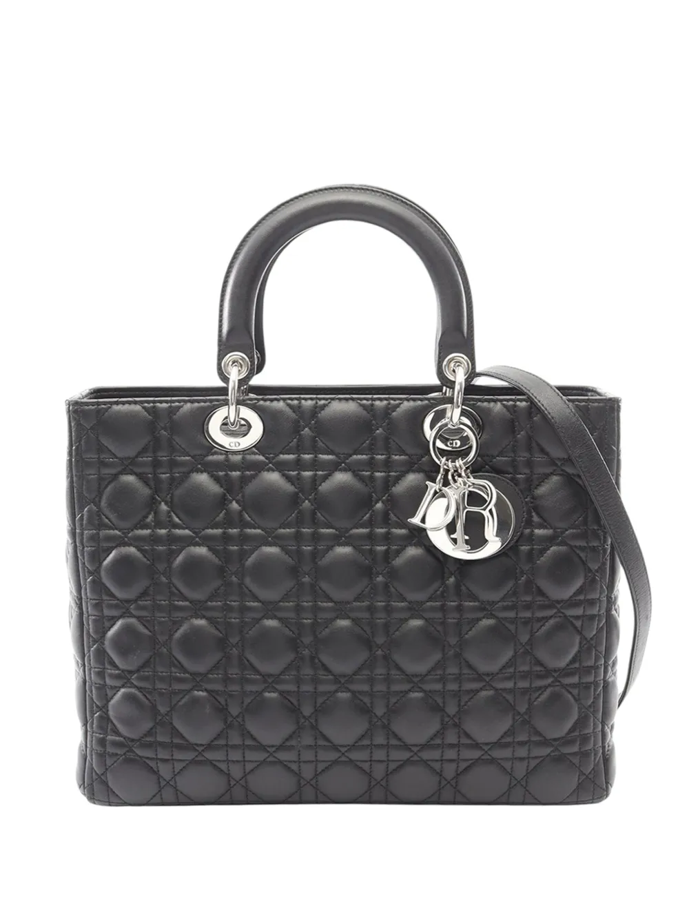 Christian Dior Pre-Owned 2010-2026 Large Lambskin Cannage Lady Dior satchel - Schwarz