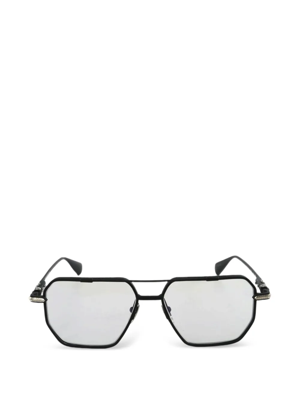 Chrome Hearts cross-embellished geometric-frame glasses - Nero