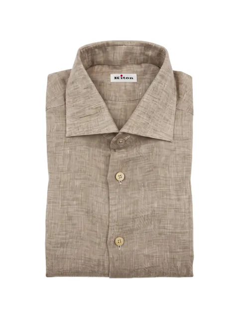 Kiton mélange-effect button-up shirt
