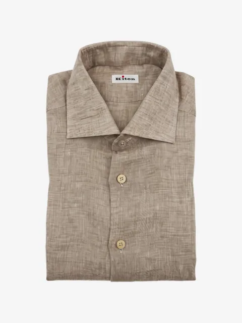 Kiton mélange-effect button-up shirt