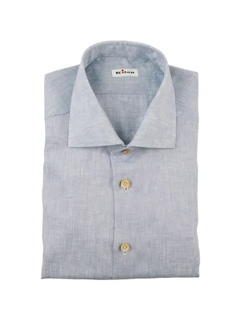 Kiton slub-texture spread-collar shirt