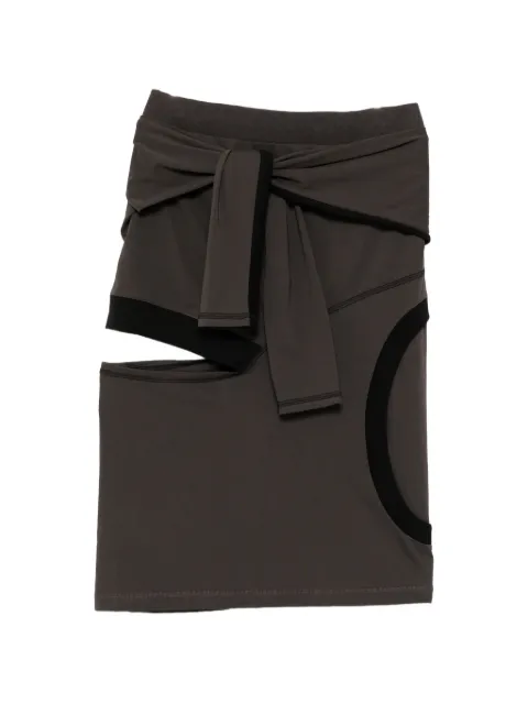 Open YY cut-out colour-block midi skirt