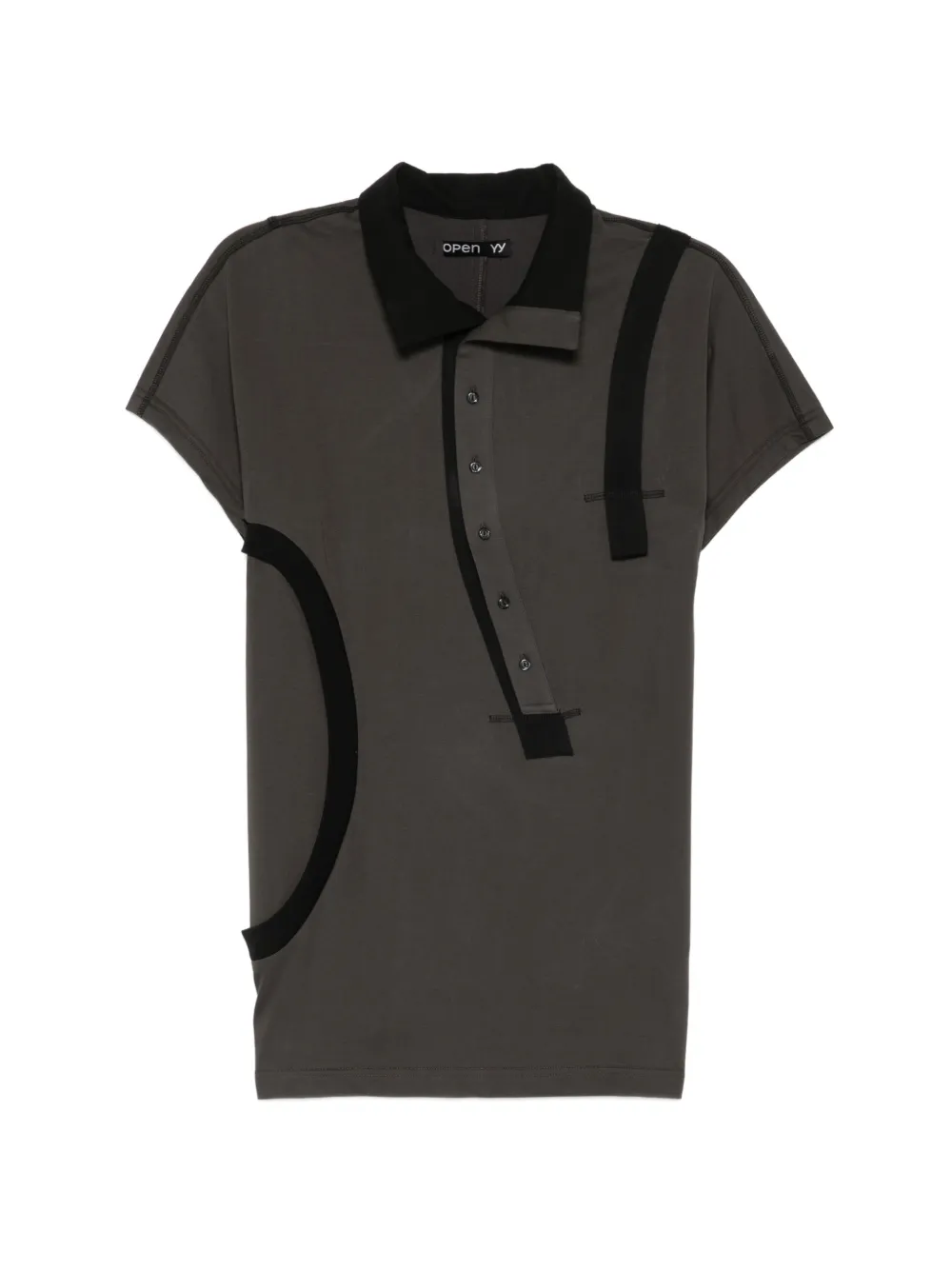Open YY curved-button panelled polo shirt - Grigio