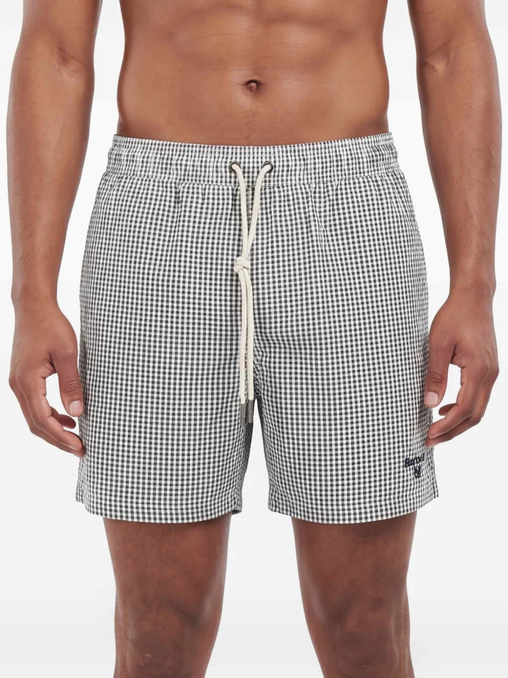 Barbour Seersucket shorts met gingham ruit Groen