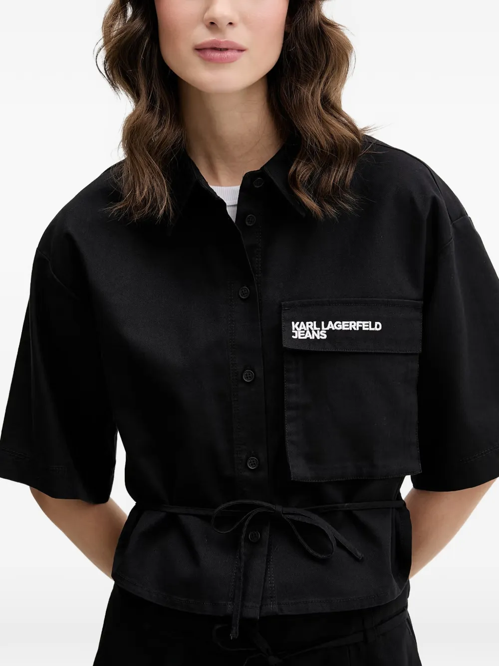 Karl Lagerfeld Jeans Sweater met trekkoord en logo Zwart