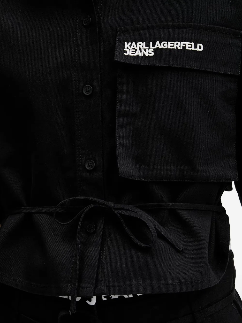 Karl Lagerfeld Jeans Sweater met trekkoord en logo Zwart
