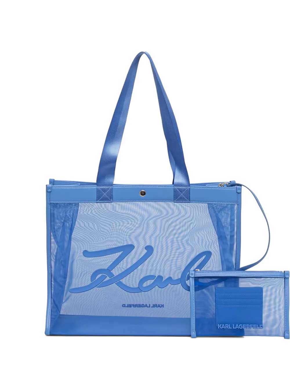 Karl Lagerfeld mesh logo-patch tote bag - Blu