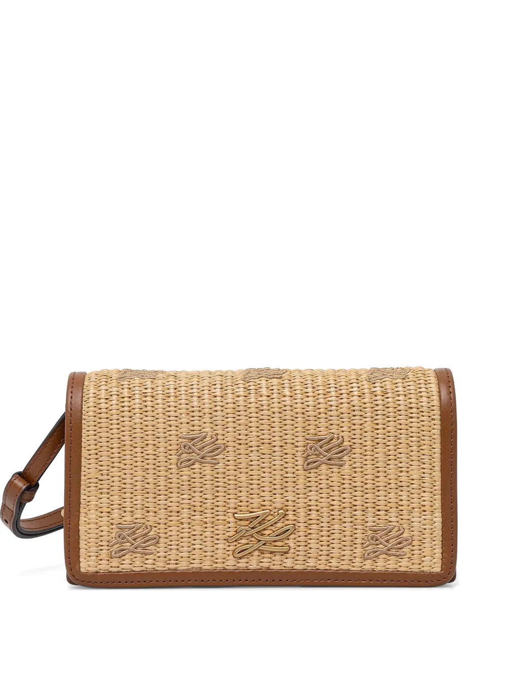 Karl Lagerfeld K/Autograh logo-embroidered woven cross body bag - Toni neutri