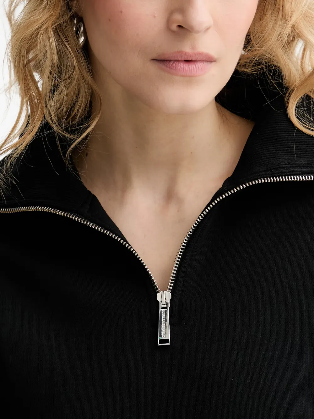 Karl Lagerfeld Hoodie met geborduurd logo en halve rits Zwart