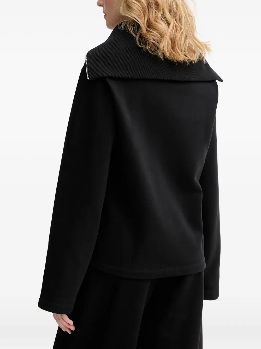 Karl Lagerfeld Hoodie met geborduurd logo en halve rits Zwart
