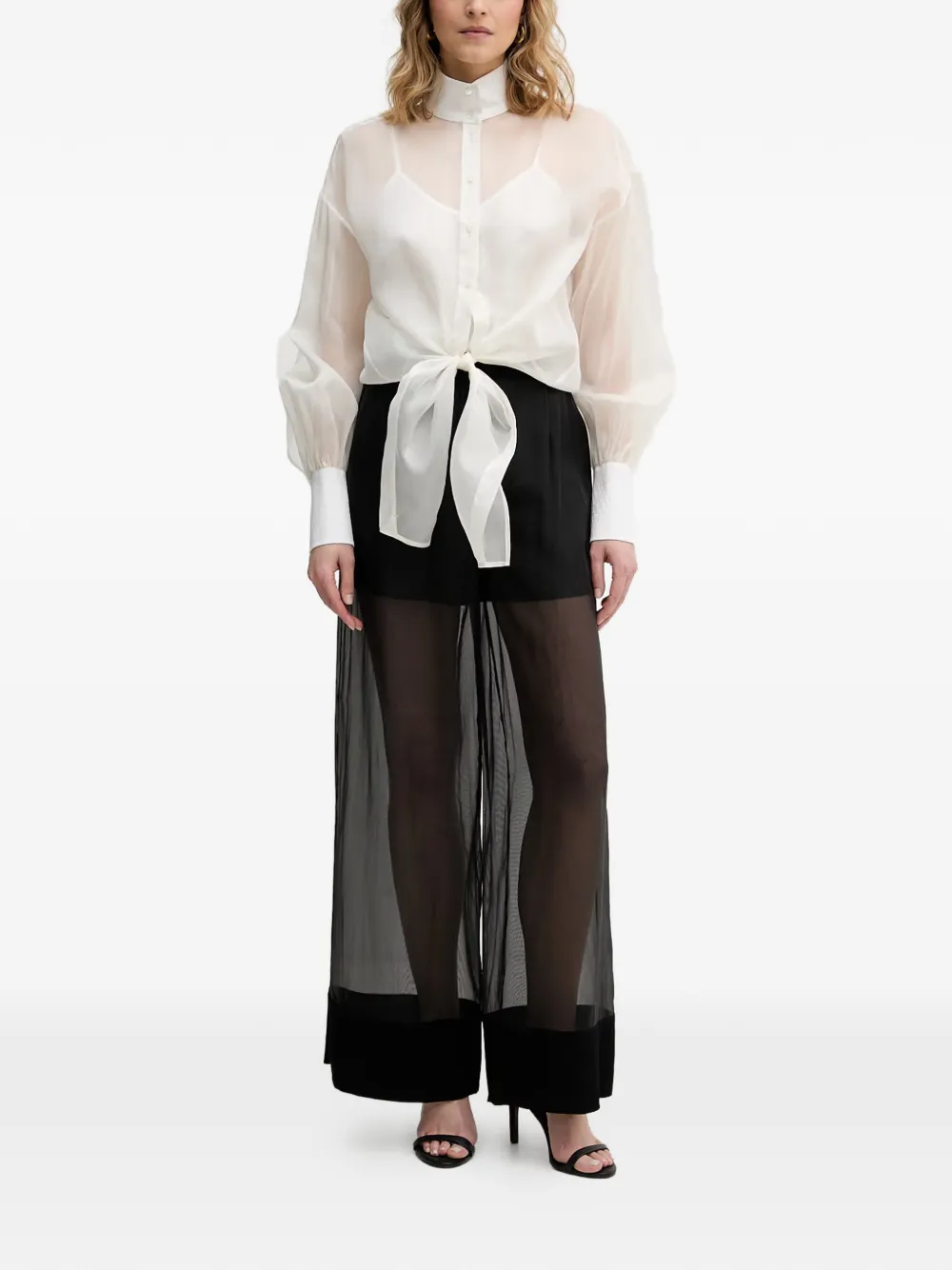 Karl Lagerfeld Blouse met gestrikte voorkant Wit