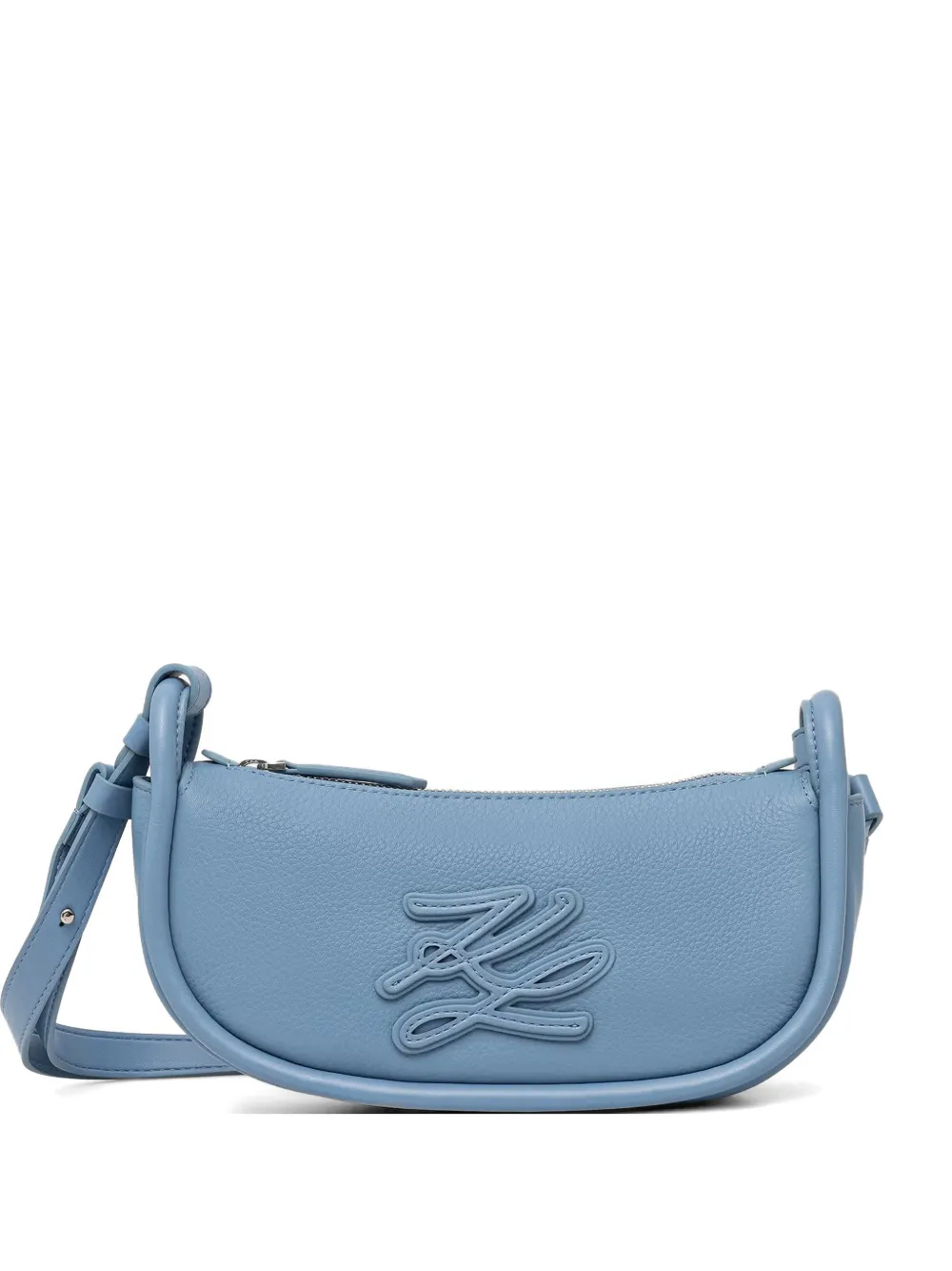 Karl Lagerfeld logo-patch leather crossbody bag - Blu