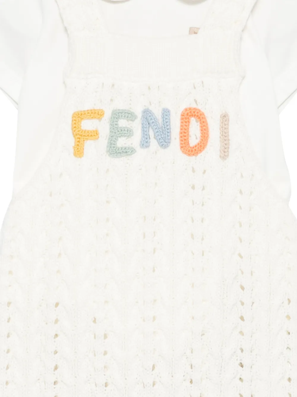 Fendi Kids Kabelgebreid trainingspak met geborduurd logo Wit