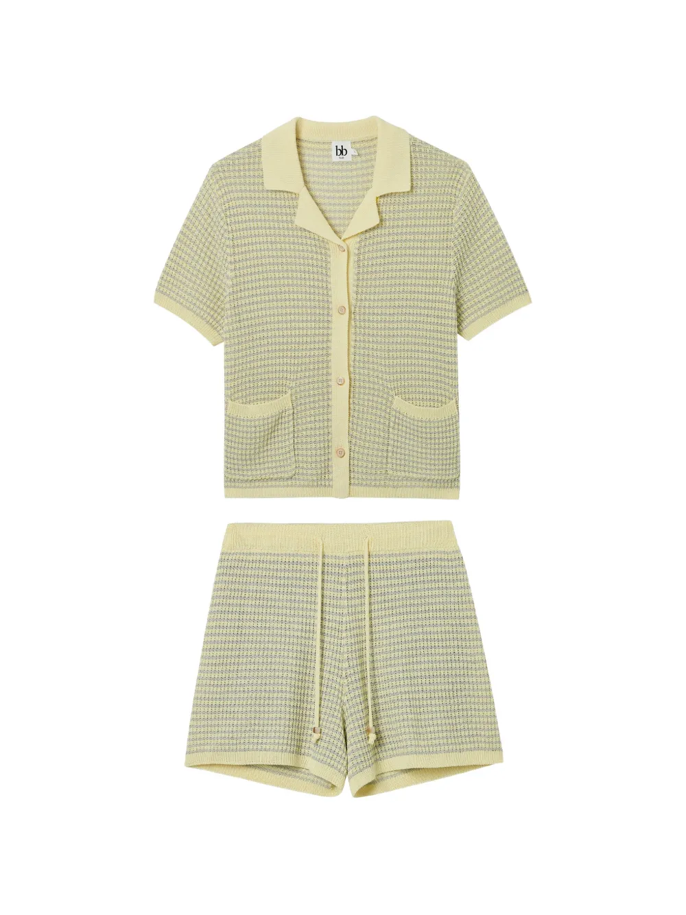 b+ab textured-knit shirt and shorts set - Giallo