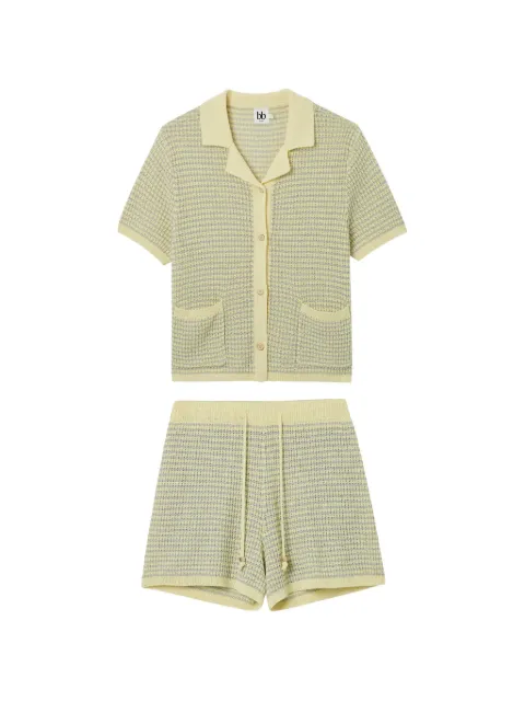 b+ab textured-knit shirt and shorts set