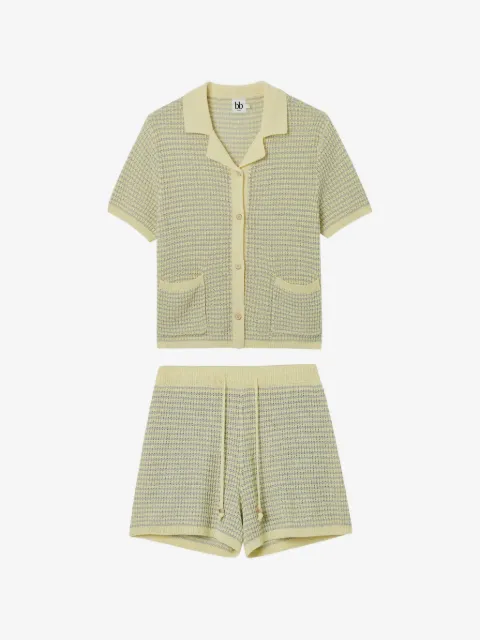 b+ab textured-knit shirt and shorts set