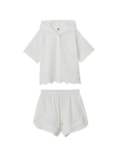 b+ab broderie-anglaise hooded shirt and shorts set
