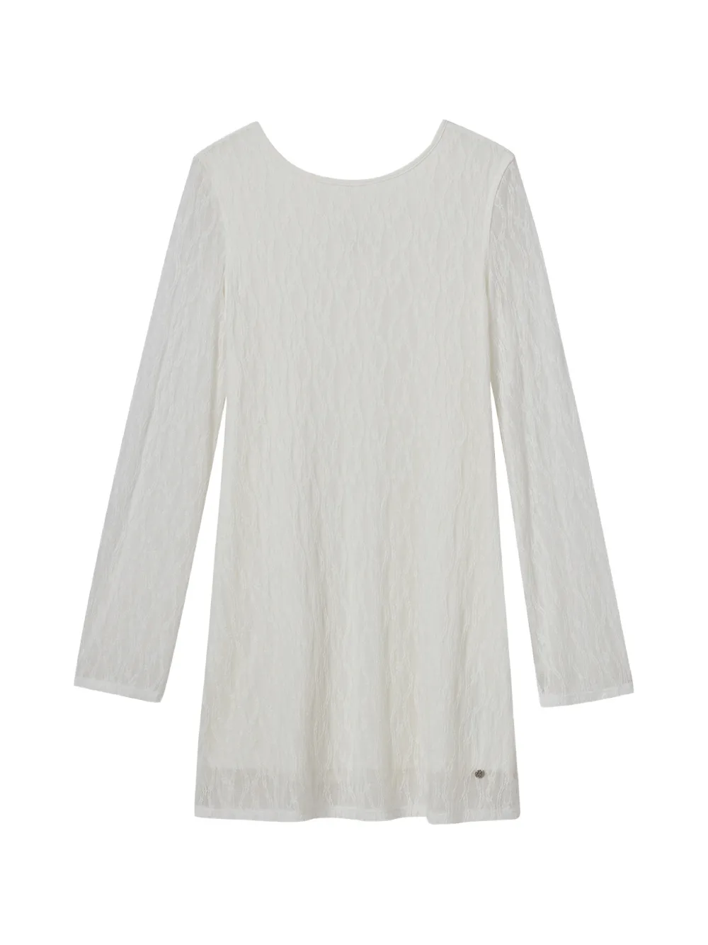 b+ab lace-textured long-sleeve mini dress - Bianco