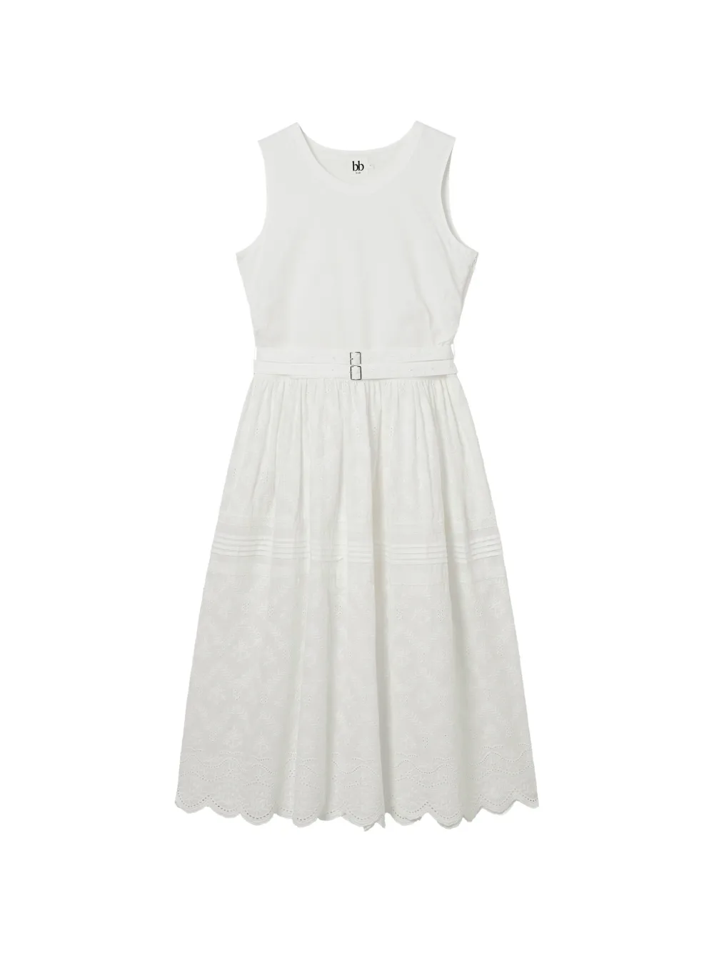 b+ab broderie-anglaise belted midi dress - Bianco
