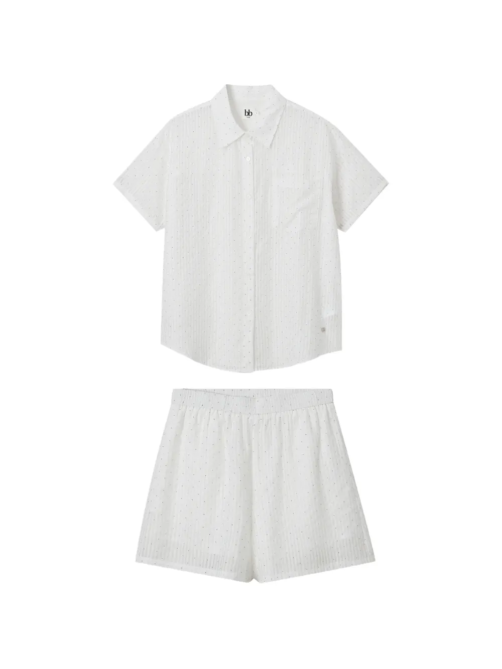 b+ab striped short-sleeve shirt and shorts set - Bianco