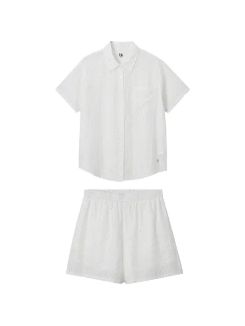 b+ab striped short-sleeve shirt and shorts set