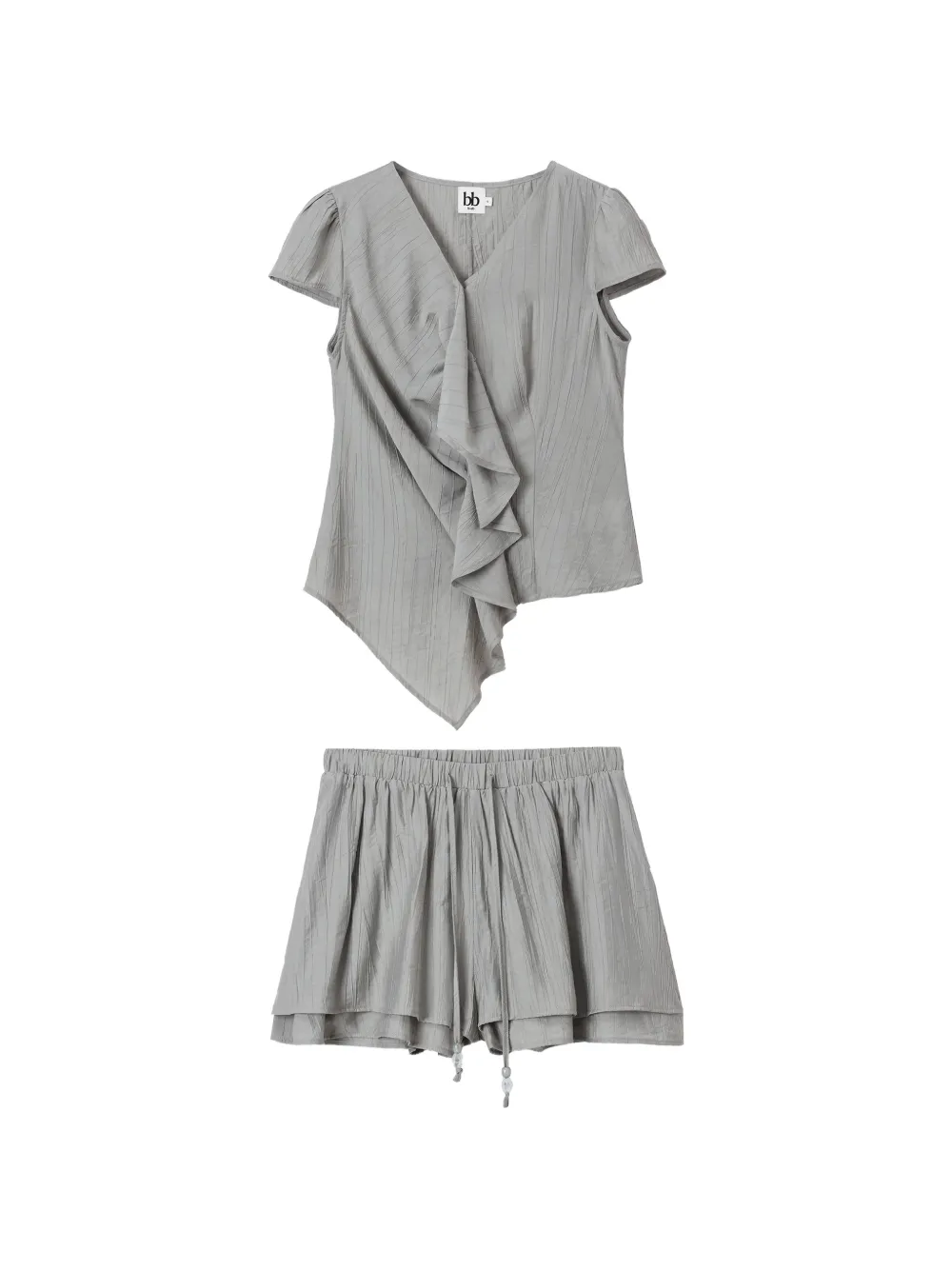 b+ab ruffled-detail short set - Grigio