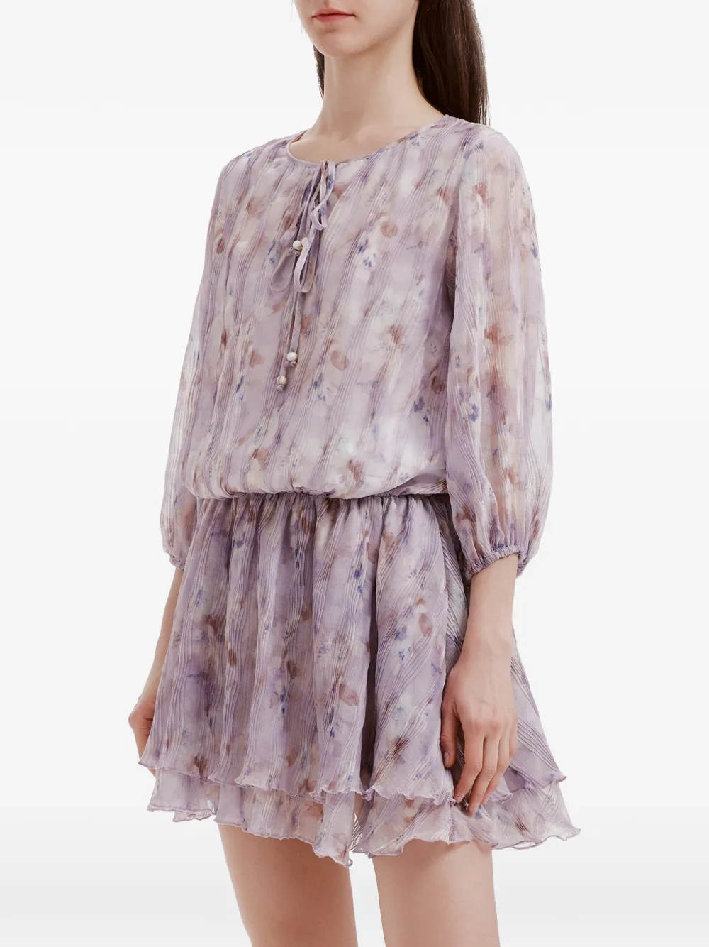 b+ab Mini-jurk met bloemenprint Paars
