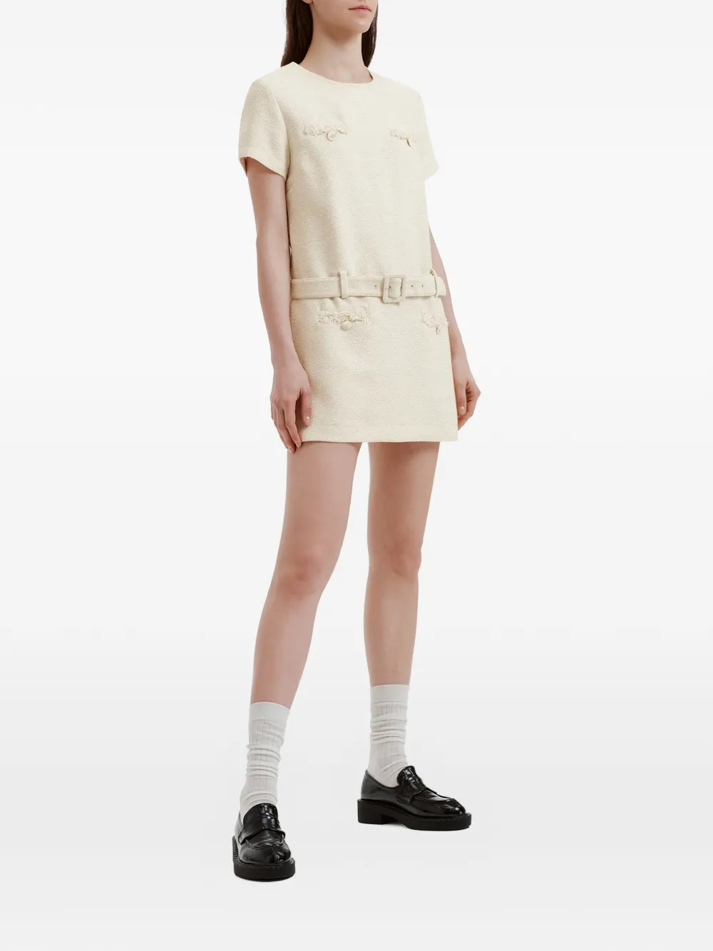 b+ab Mini-jurk met tweed details Beige