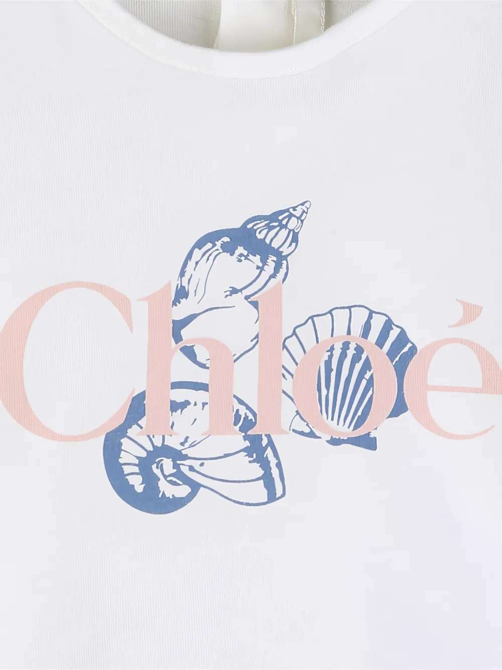 Chloé Kids T-shirt met schelpen-print en logo-print Wit