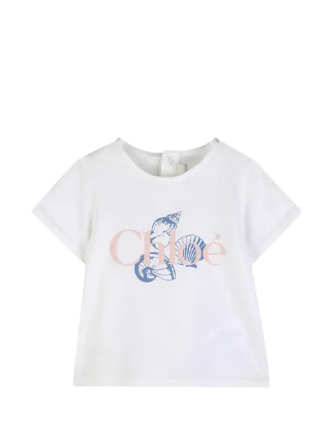 Chloé Kids seashell-print logo-print T-shirt